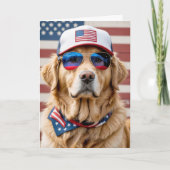 Amerikaanse Patriottische Golden Retriever Verjaar Kaart (Voorkant)
