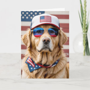 Amerikaanse Patriottische Golden Retriever Verjaar Kaart