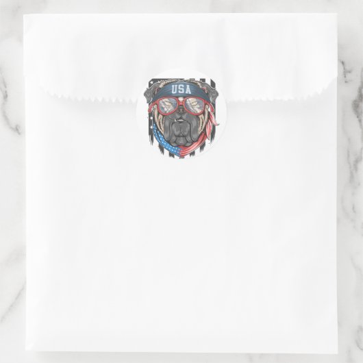 Amerikaanse patriottische hond ronde sticker (Tas)