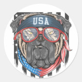 Amerikaanse patriottische hond ronde sticker (Voorkant)
