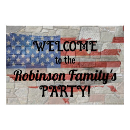 Amerikaanse Patriottische Kaart Vlag Muur Kalligra Perfect Poster