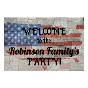 Amerikaanse Patriottische Kaart Vlag Muur Kalligra Perfect Poster