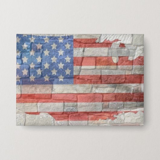 -Amerikaanse Patriottische Kaart Vlag op Muur Button (Voorkant)