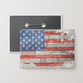 -Amerikaanse Patriottische Kaart Vlag op Muur Button (Voorkant / Achterkant)