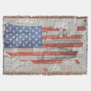 -Amerikaanse Patriottische Kaart Vlag op Muur Deken