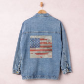 -Amerikaanse Patriottische Kaart Vlag op Muur Denim Jacket (Hangar)