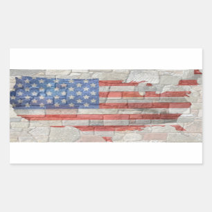 -Amerikaanse Patriottische Kaart Vlag op Muur Rechthoekige Sticker