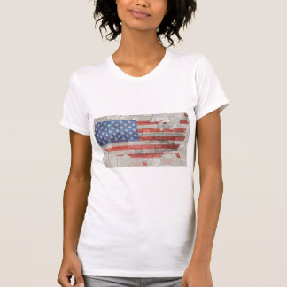 -Amerikaanse Patriottische Kaart Vlag op Muur T-shirt