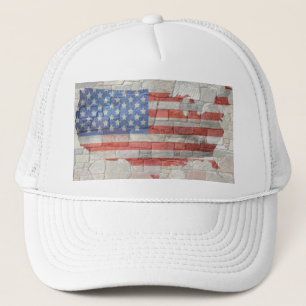 -Amerikaanse Patriottische Kaart Vlag op Muur Trucker Pet