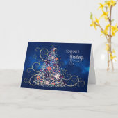 Amerikaanse patriottische kerst, seizoensgroeten,  kaart (Gele Bloem)