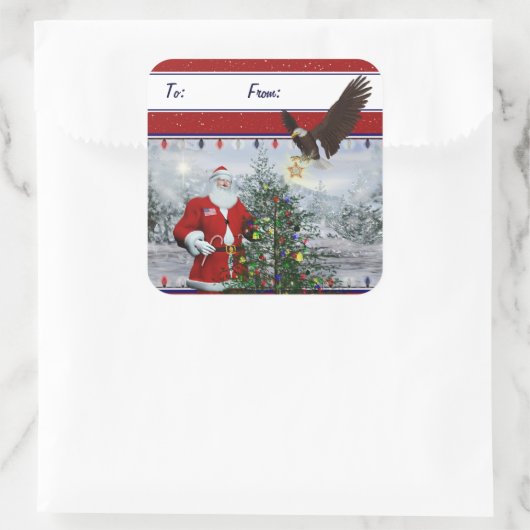 Amerikaanse patriottische kerstcadeautjes Label st (Tas)