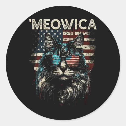 Amerikaanse Patriottische Maine Coon Cat Ronde Sticker (Voorkant)