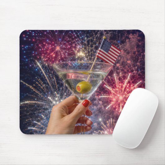 Amerikaanse patriottische Martini Toast Muismat (Met muis)