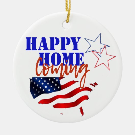 Amerikaanse patriottische militaire thuisbasis keramisch ornament (Voorkant)