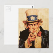 -Amerikaanse Patriottische Oom Sam Briefkaart (Voorkant / Achterkant)