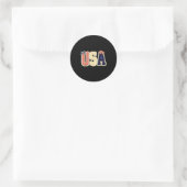 Amerikaanse patriottische patchwork sterren strepe ronde sticker (Tas)