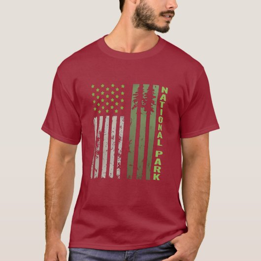 Amerikaanse Patriottische Pine Tree Ondersteunt Na T-shirt (Voorkant)