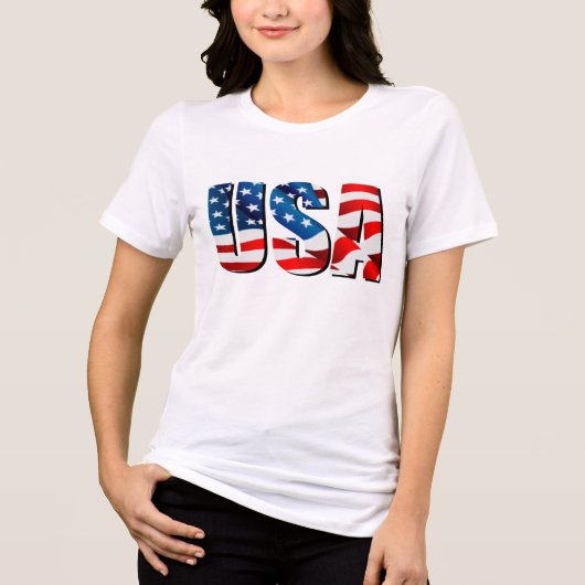 Amerikaanse patriottische rood-wit-blauwe vlag Tri-Blend shirt (Voorkant)