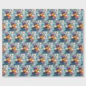 Amerikaanse patriottische rubberen eend in zwembad cadeaupapier (Vlak)