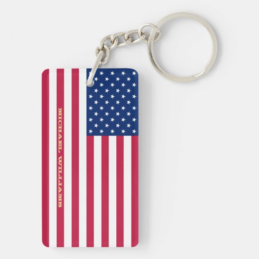 Amerikaanse Patriottische Sterren Stripes Vlag Mon Sleutelhanger (achterkant)