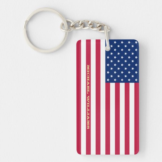 Amerikaanse Patriottische Sterren Stripes Vlag Mon Sleutelhanger (Voorkant)