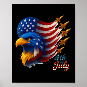 Amerikaanse Patriottische straaljagers Vlag Eagle Poster