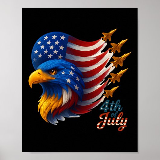 Amerikaanse Patriottische straaljagers Vlag Eagle Poster (Voorkant)