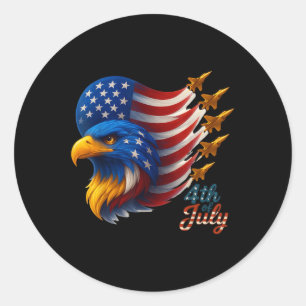 Amerikaanse Patriottische straaljagers Vlag Eagle Ronde Sticker
