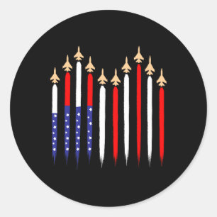 Amerikaanse Patriottische straaljagers VS Vlag 4e  Ronde Sticker