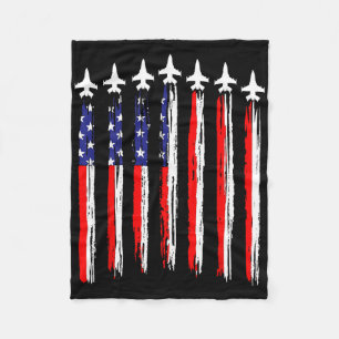 Amerikaanse Patriottische straaljagers VS Vlag Wav Fleece Deken