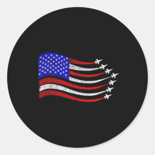 Amerikaanse Patriottische straaljagers VS Vlag Wav Ronde Sticker