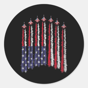 Amerikaanse Patriottische straaljagers VS Vlag Wav Ronde Sticker