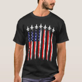 Amerikaanse Patriottische straaljagers VS Vlag Wav T-shirt (Voorkant)