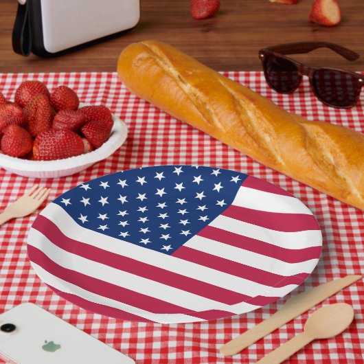 Amerikaanse patriottische strips Stars Flag Party  Papieren Bordje (Picknick)