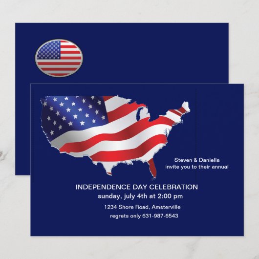 Amerikaanse patriottische uitnodiging (Voorkant / Achterkant)