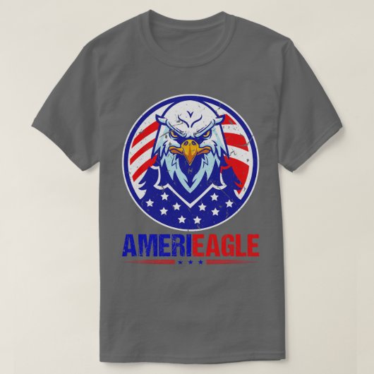 Amerikaanse Patriottische Vierde Juli Eagle T-shirt (Design voorkant)