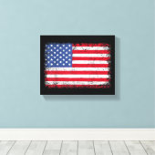 Amerikaanse patriottische vlag voor Kinder mannenj Canvas Afdruk (Insitu (Houten vloer))
