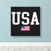 Amerikaanse patriottische vlag voor Kinder mannenj Canvas Afdruk (Insitu (Houten vloer))