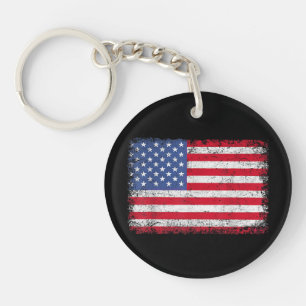 Amerikaanse patriottische vlag voor Kinder mannenj Sleutelhanger