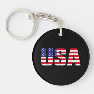 Amerikaanse patriottische vlag voor Kinder mannenj Sleutelhanger