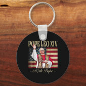Amerikaanse Paus Leo XIV 267e Amerikaanse Vlag Kat Sleutelhanger (Voorkant)