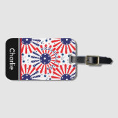 Amerikaanse pekelbalpatroon met naam bagagelabel (Voorkant (horizontaal))