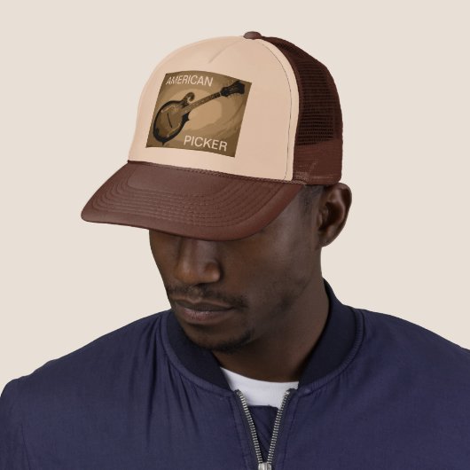 AMERIKAANSE PICKER TRUCKER HAT (Tan en Brown) Trucker Pet (In situ)