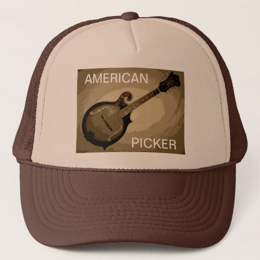 AMERIKAANSE PICKER TRUCKER HAT (Tan en Brown) Trucker Pet (Voorkant)
