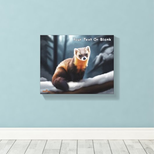 Amerikaanse pine Marten Canvas Afdruk (Insitu (Houten vloer))