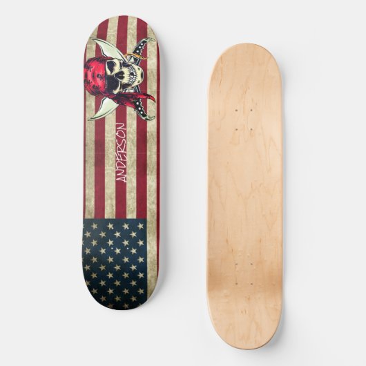 Amerikaanse piraat met patch persoonlijk skateboard (Voorkant)