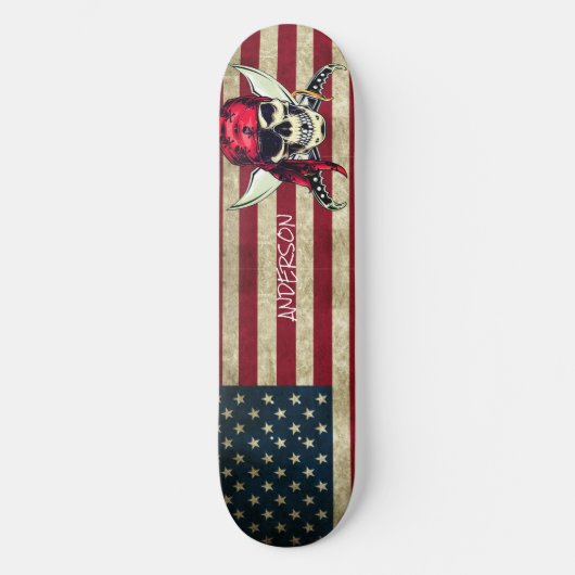 Amerikaanse piraat met patch persoonlijk skateboard (Voorkant)