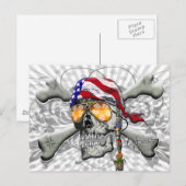 Amerikaanse piraatschedel en Botten Briefkaart (Voorkant / Achterkant)