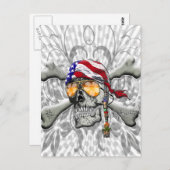 Amerikaanse piraatschedel en Botten Briefkaart (Voorkant / Achterkant)