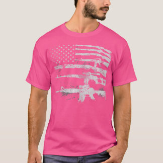 Amerikaanse Pistolen Vlag Geweren Stripes Military T-shirt